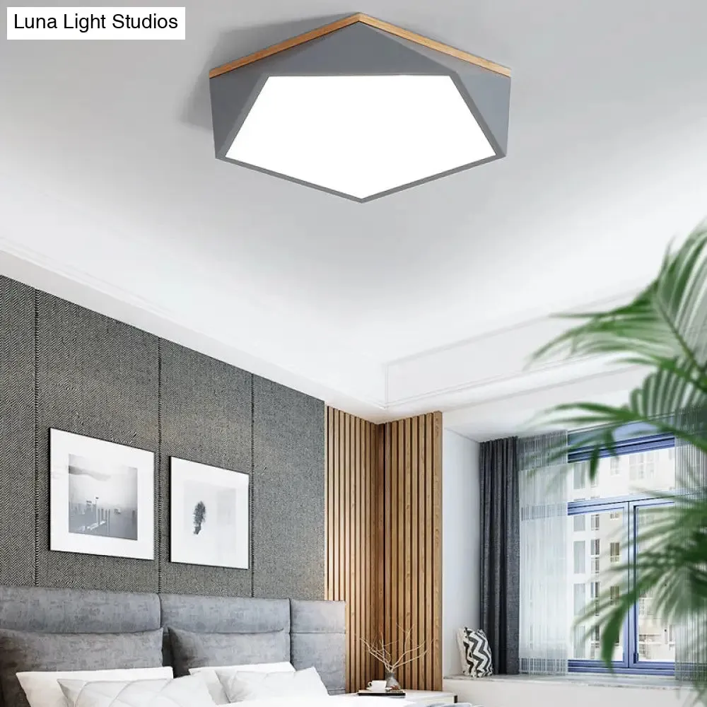 Minimalist Metal Pentagon Flush Mount LED Ceiling Light