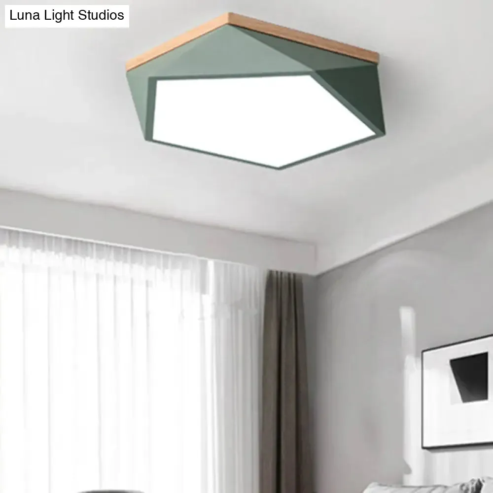 Minimalist Metal Pentagon Flush Mount LED Ceiling Light