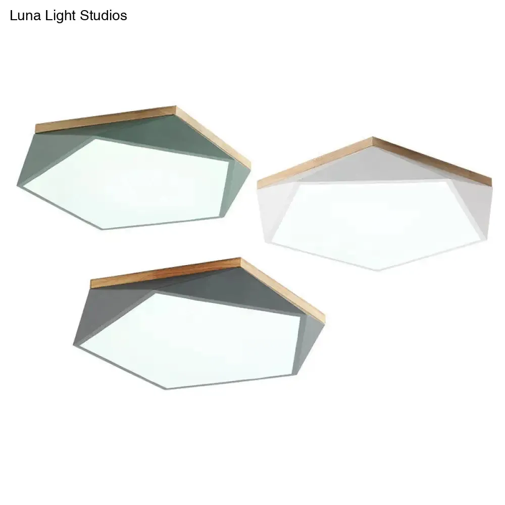 Minimalist Metal Pentagon Flush Mount LED Ceiling Light