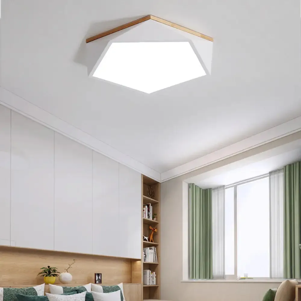 Minimalist Metal Pentagon Flush Mount LED Ceiling Light