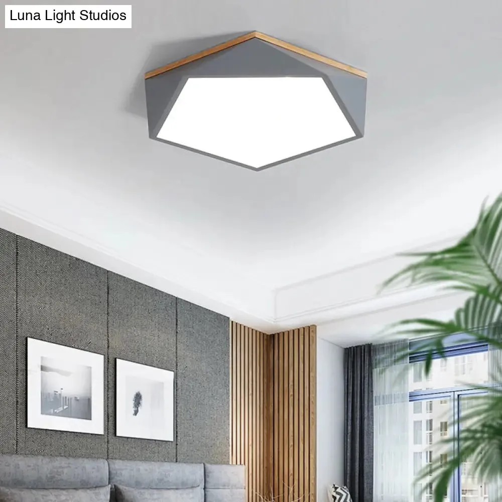 Minimalist Metal Pentagon Flush Mount LED Ceiling Light