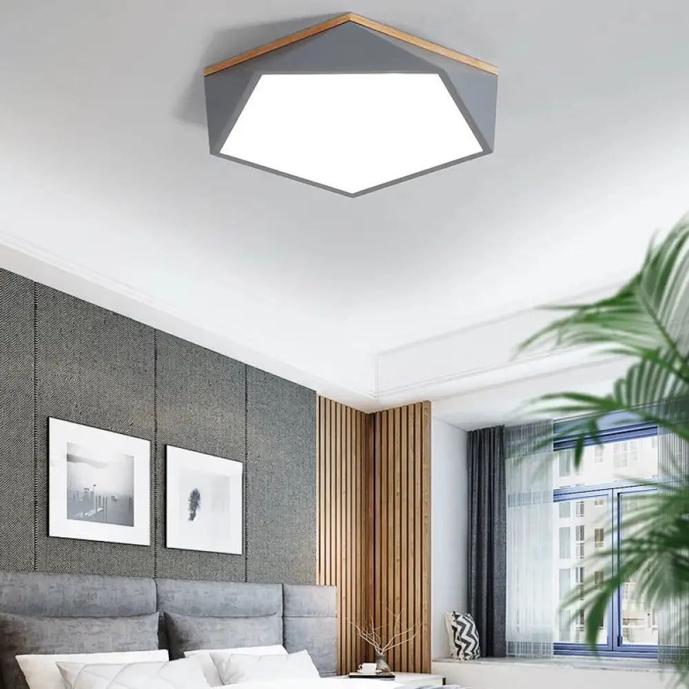 Minimalist Metal Pentagon Flush Mount LED Ceiling Light