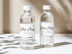 Mr and Mrs Wedding Water Bottle Labels