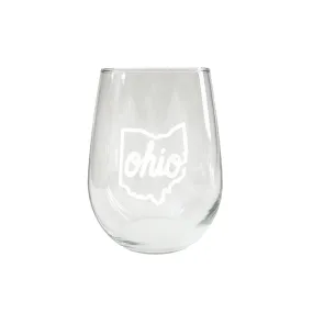 Ohio Script Stemless Wine Glass