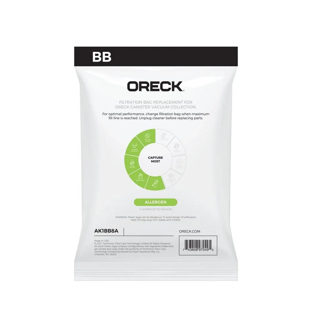 Oreck Style BB Handheld Filtration Bags (8 pack)