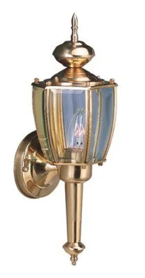 Outdoor Wall Lantern Clear Beveled Glass Polished Brass 5-1/2 X 16 X 5-3/4 Inch  Uses (1) 100-Watt Medium Base Lamp