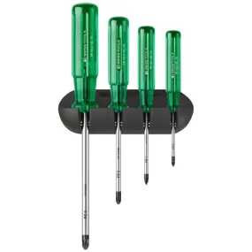 PB Swiss Tools PB 243.CBB Classic Screwdriver Set, Pozidriv,4 pcs w/ Wall Mount