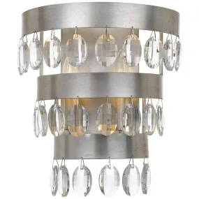 PERLA 2 LIGHT ANTIQUE SILVER SCONCE