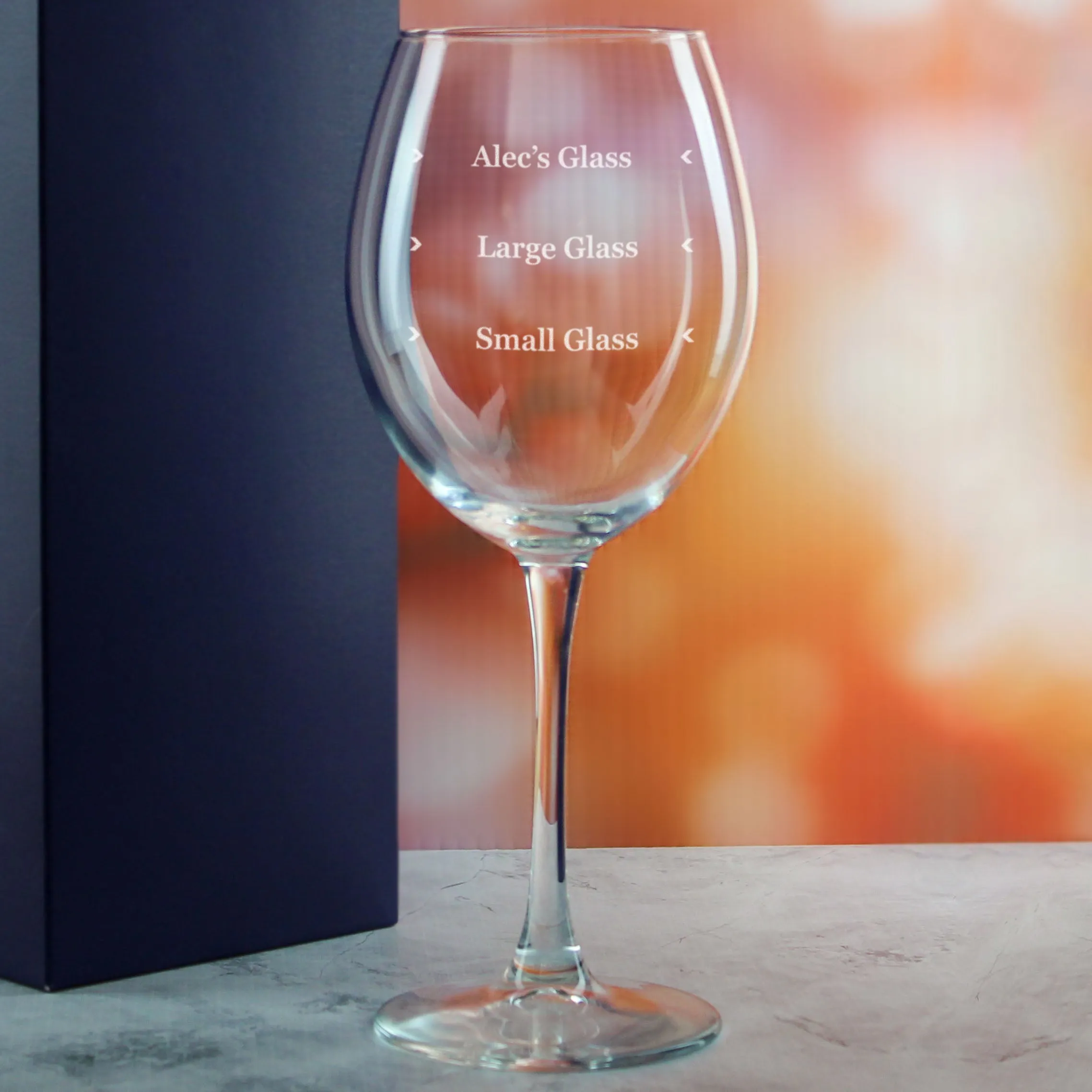 Personalised Engraved Enoteca Wine Glass with Name's Glass Serif Measurements Design, Customise with Any Name