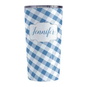 Personalized Blue Gingham Tumbler Cup