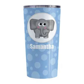 Personalized Cute Elephant Bubbly Blue Tumbler Cup