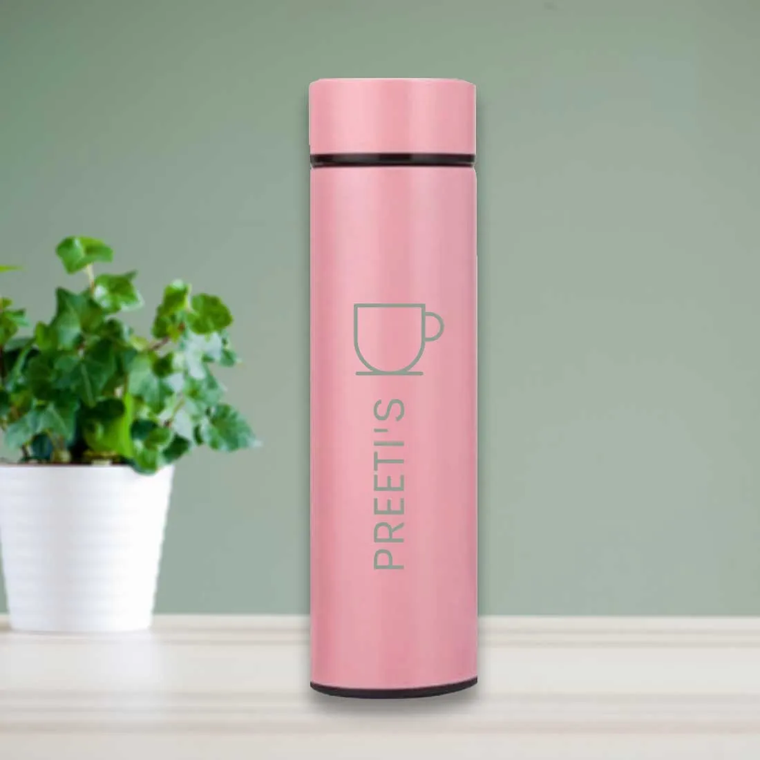 Personalized Thermos Bottle for Coffee With Temperature Display Engraved Name -Tea Cup