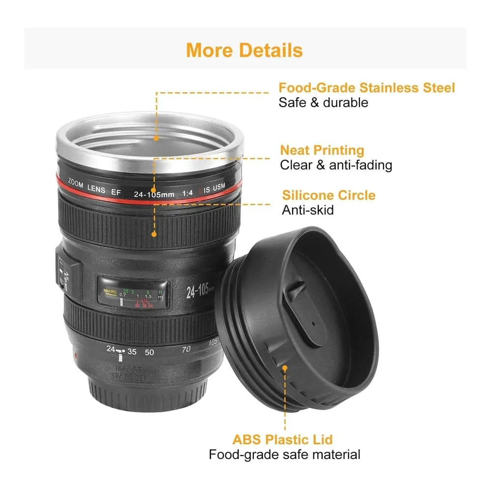 Professional Camera Lens Replica Coffee Cup Mug - Works as a safe too!