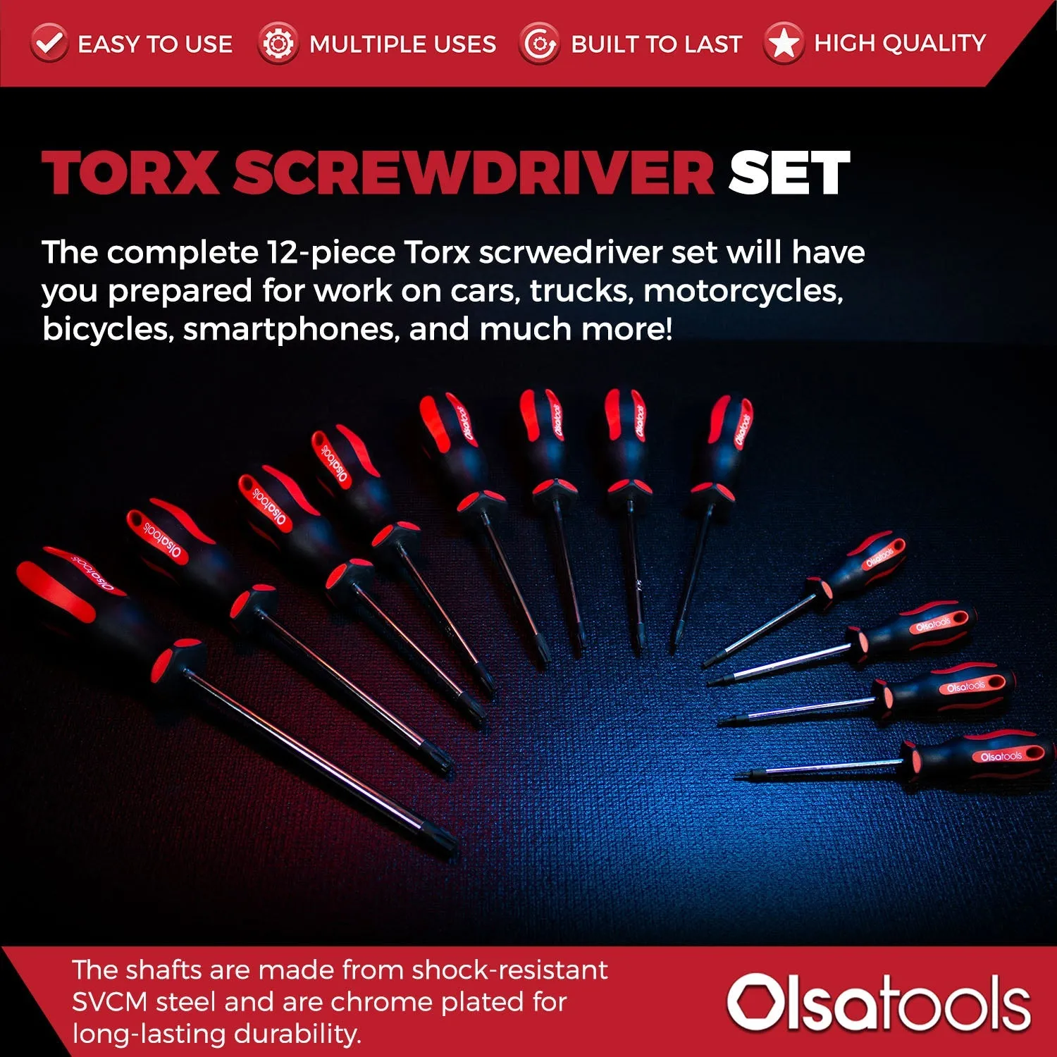 Professional-Grade Torx Screwdriver Set with 12 Pieces