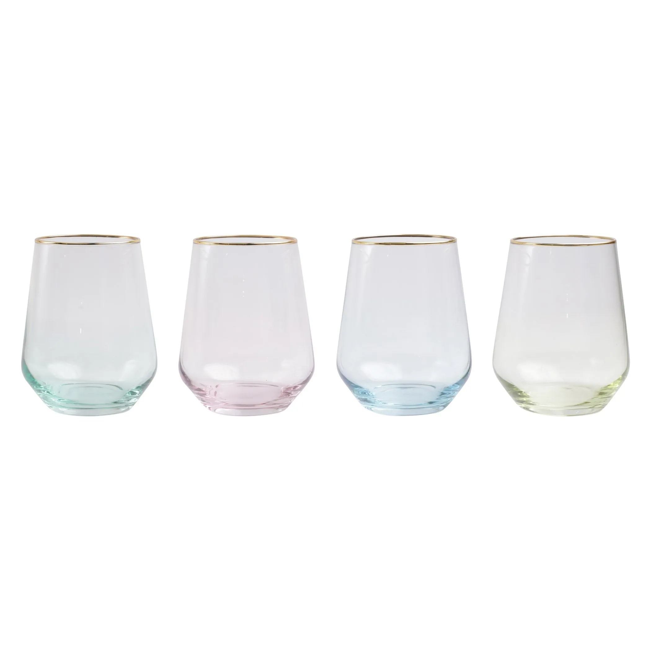 Rainbow Assorted Stemless Wine Glasses (Set of 4)