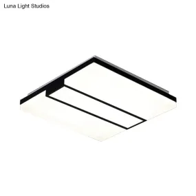 Rectangular Acrylic Ceiling Flush Mount in Warm/White Light - Minimalist Design, 19"/23.5"/33" Wide