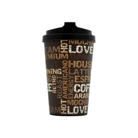 Reusable Takeaway Coffee Cup 340ml Printed Design Latte