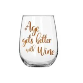 Rose Gold Age Gets Better Stemless WIne Glass - 600ml