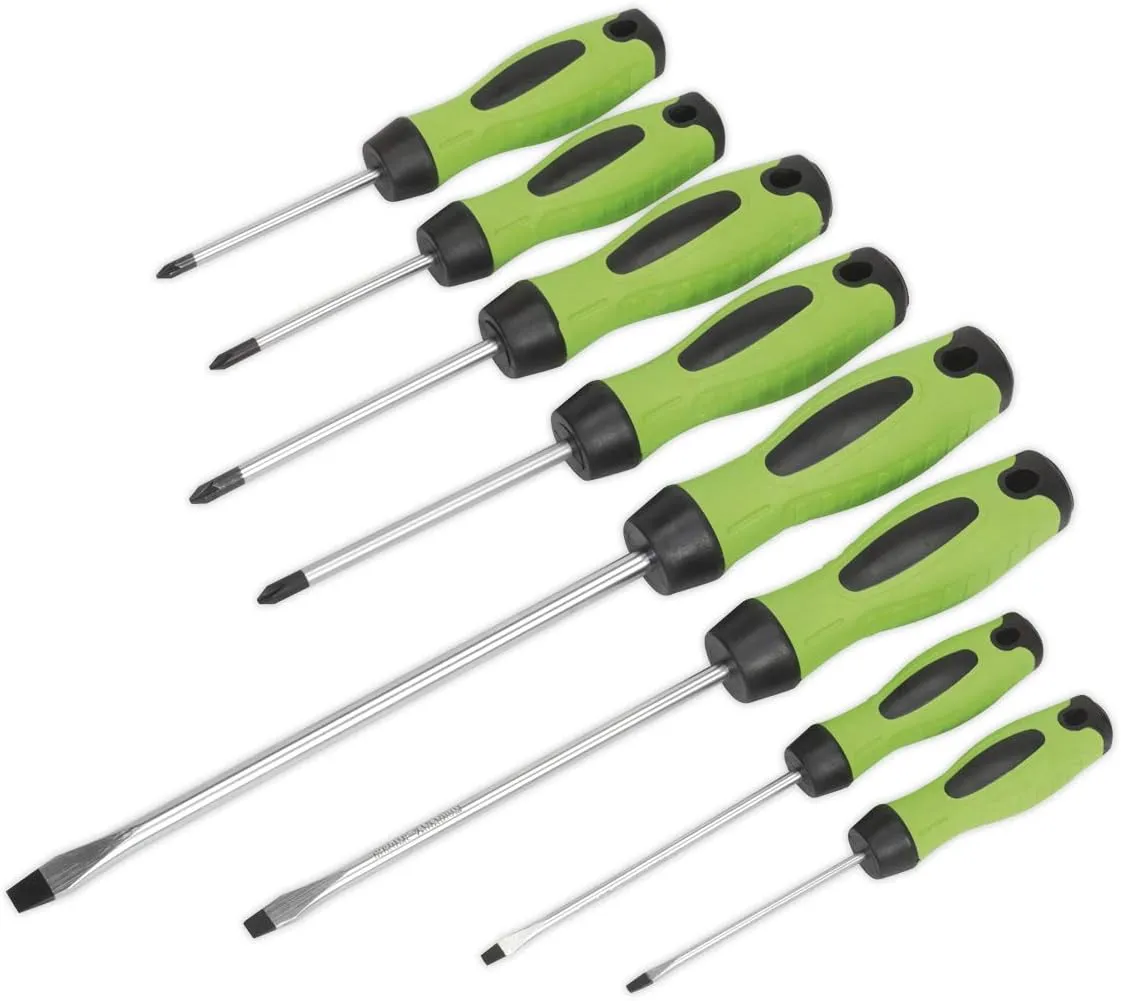 Sealey Screwdriver Set 8pc Hi-Vis Green HV001