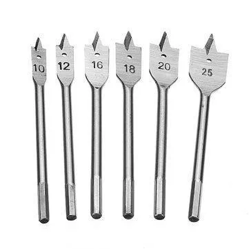 Set of 6 Flat Drill Bit Set For Wood