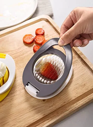 Stainless Steel Wire Egg Slicer, Slice Boiled Eggs Preserved Eggs Hams Bananas Effectively (Yellow)