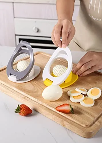 Stainless Steel Wire Egg Slicer, Slice Boiled Eggs Preserved Eggs Hams Bananas Effectively (Yellow)