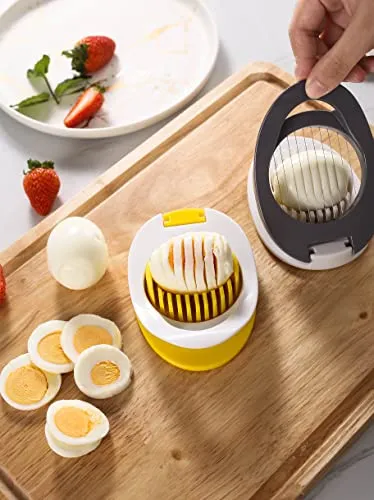 Stainless Steel Wire Egg Slicer, Slice Boiled Eggs Preserved Eggs Hams Bananas Effectively (Yellow)