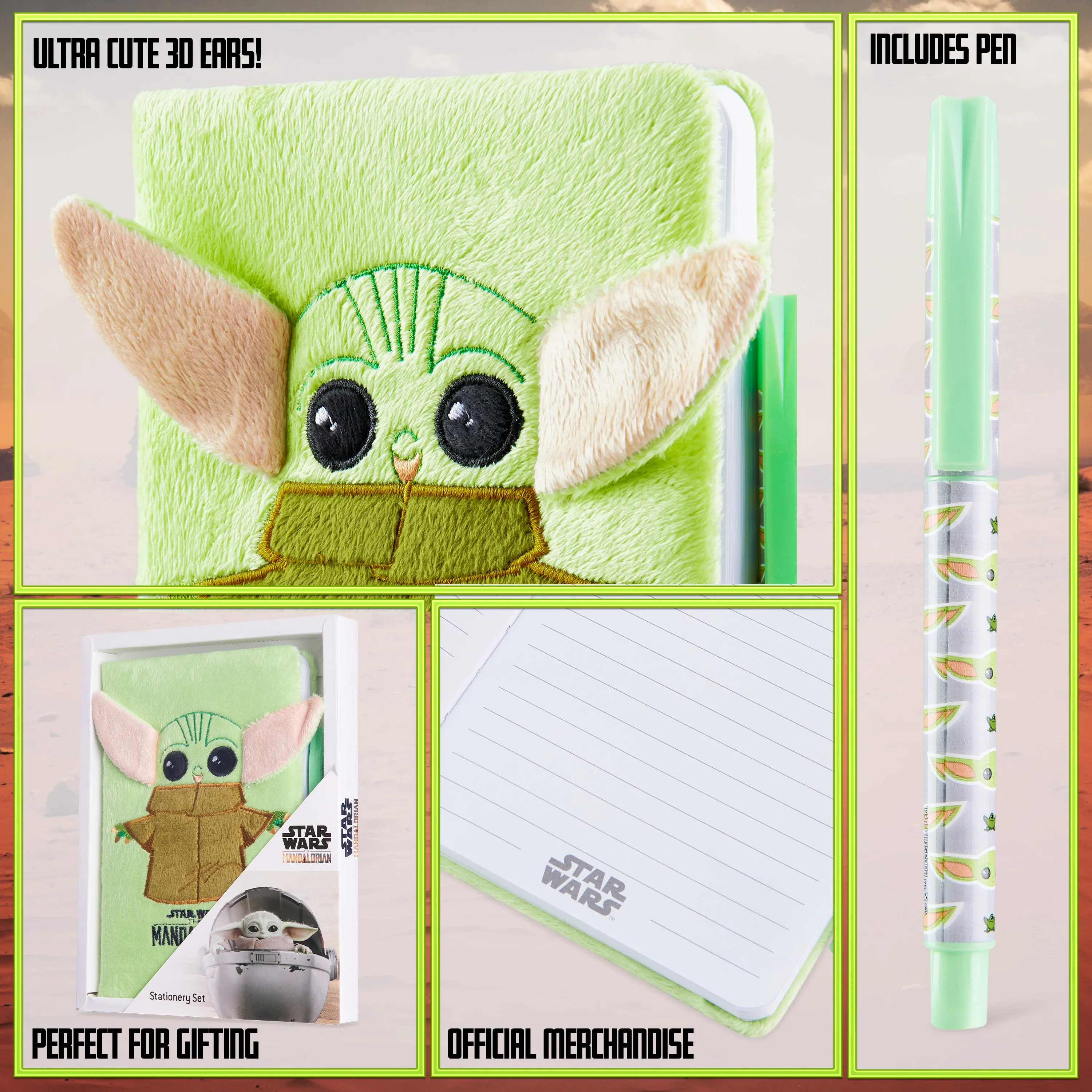 The Mandalorian A5 Notebook and Pen Set for Boys Girls Teens, Baby Yoda Toys Kids Journal Official Merchandise