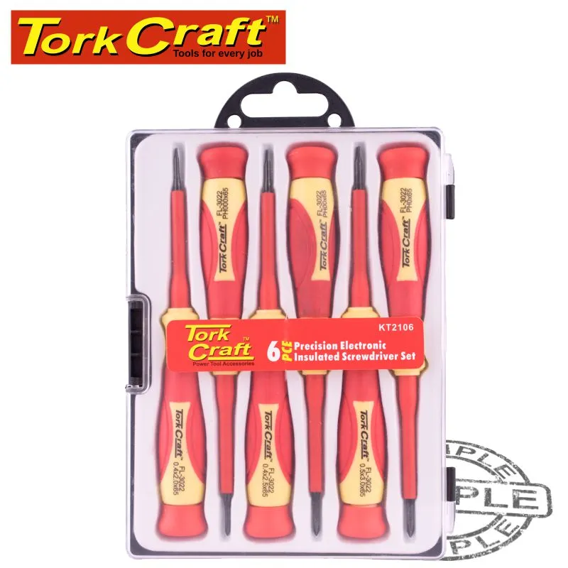 TORK CRAFT 6PC PRECISION ELECTRONIC INSULATED SCREWDRIVER SET KT2106