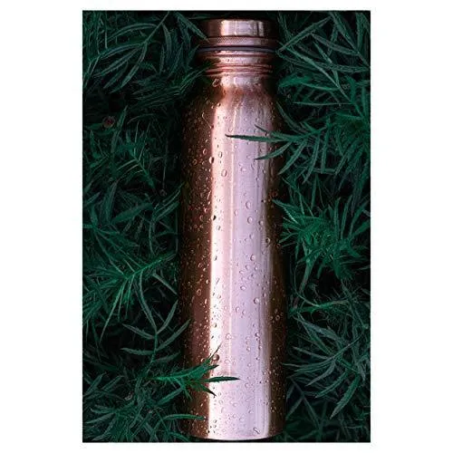 UDDHAV GOLD Pure Copper Bottle for Water 1 Liter Dirt Proof Leak Proof and Joint Less Ayurveda and Yoga Health Benefits Water Bottle (Mat Finish)