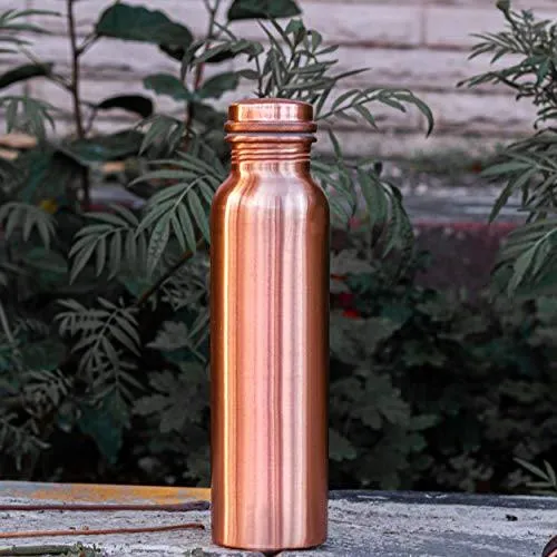 UDDHAV GOLD Pure Copper Bottle for Water 1 Liter Dirt Proof Leak Proof and Joint Less Ayurveda and Yoga Health Benefits Water Bottle (Mat Finish)