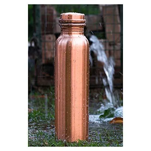 UDDHAV GOLD Pure Copper Bottle for Water 1 Liter Dirt Proof Leak Proof and Joint Less Ayurveda and Yoga Health Benefits Water Bottle (Mat Finish)