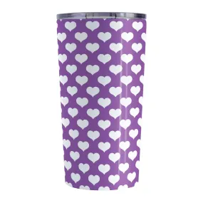 White Hearts Pattern Purple Tumbler Cup