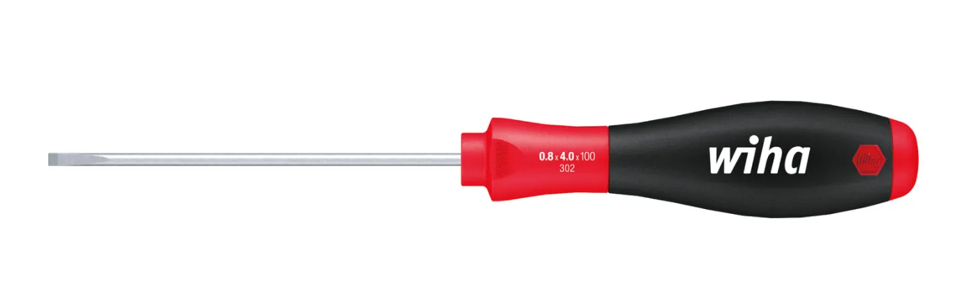 Wiha SoftFinish® Slotted Cabinet Screwdriver Round Blade - 4mm x 100mm